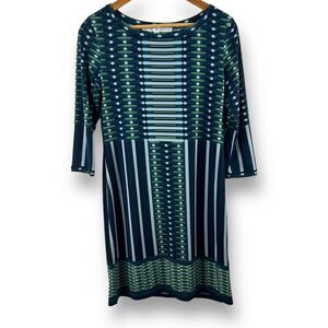 Max Studio‎ Green and blue print 3/4 sleeve dress size S